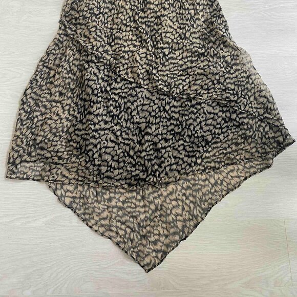 NWT Redux Y2K 100% Silk Flutter Sleeve Asymmetric Midi Dress Size 6 Forest Fairy - Picture 6 of 9